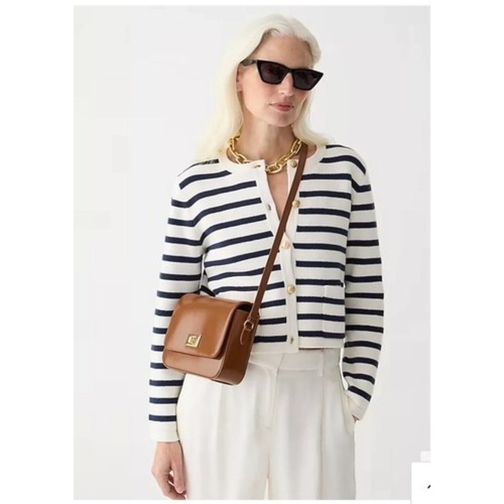 J. Crew Emilie Sweater Lady Jacket in Navy Stripe Size XS